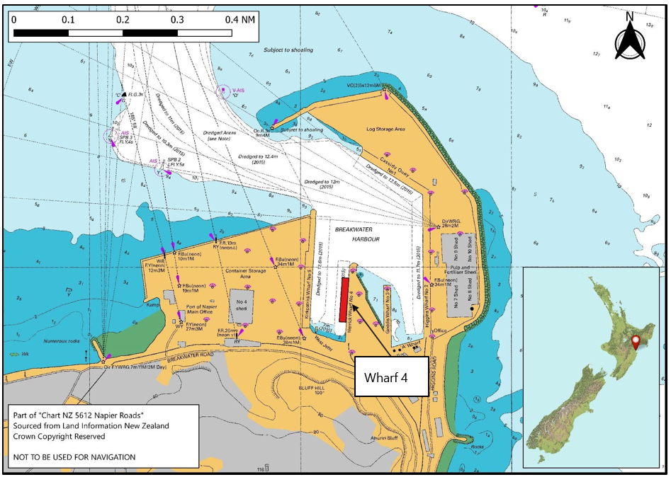 Location of accident, Port of Napier