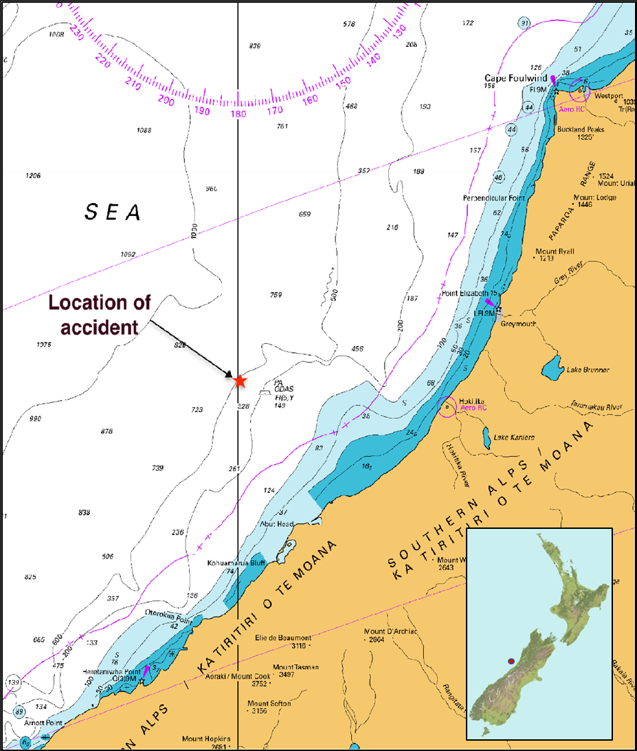 Map of the location of accident