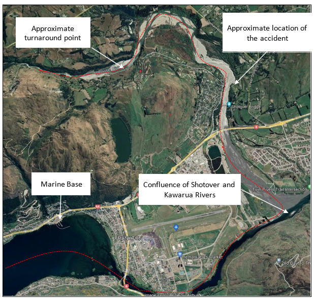 Location of the accident and key route positions