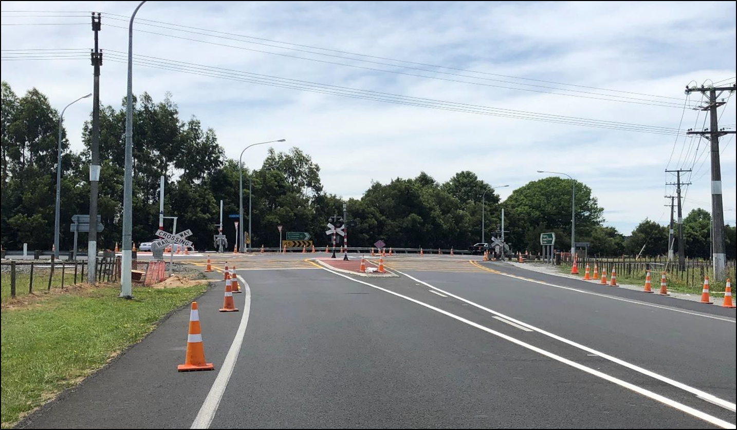Piako Road level crossing during upgrade