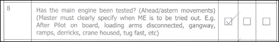 Bridge preparation for sea checklist