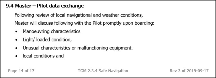 Extract from Thome Ship Management safety management system manual