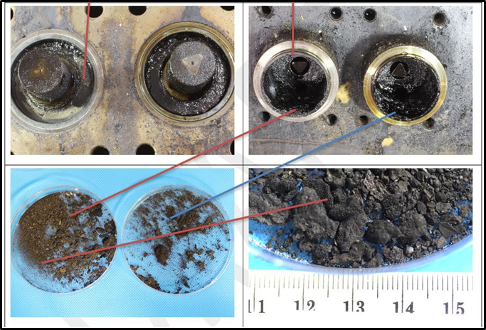 Figure 14: Coking debris found in the cavity on the fuel oil side of the servo piston