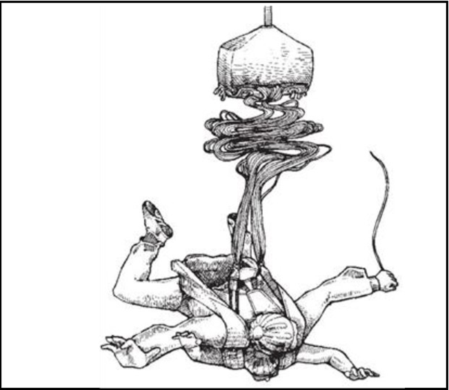 Typical suspension lines unfurling from a deployment bag