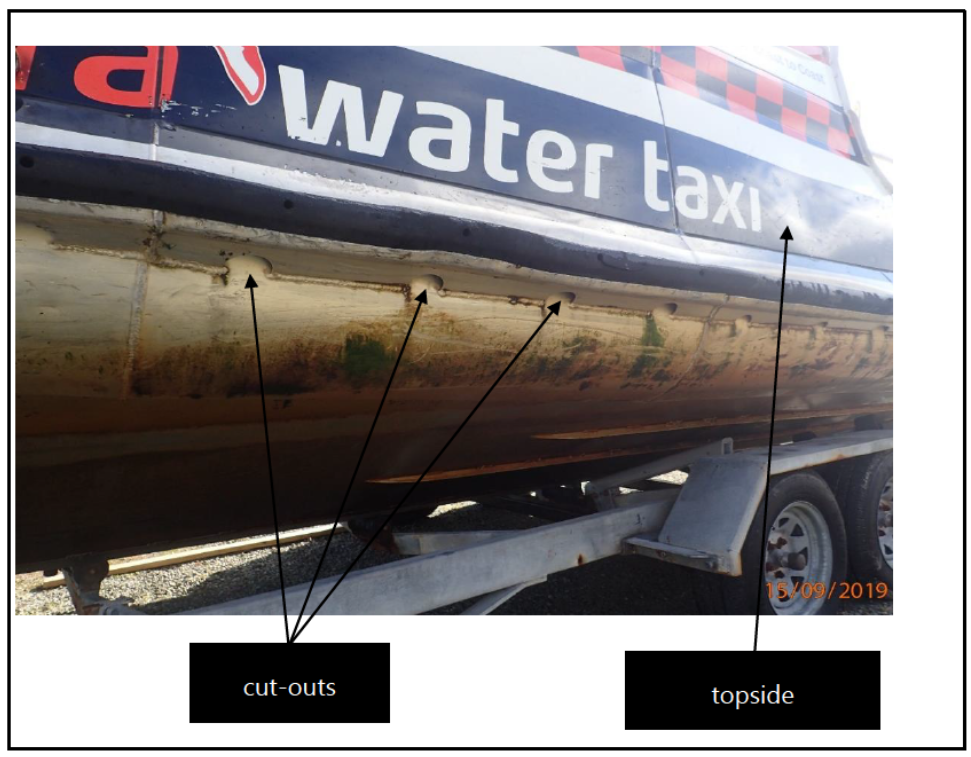 Locations of the cut-outs that the passengers used as handholds