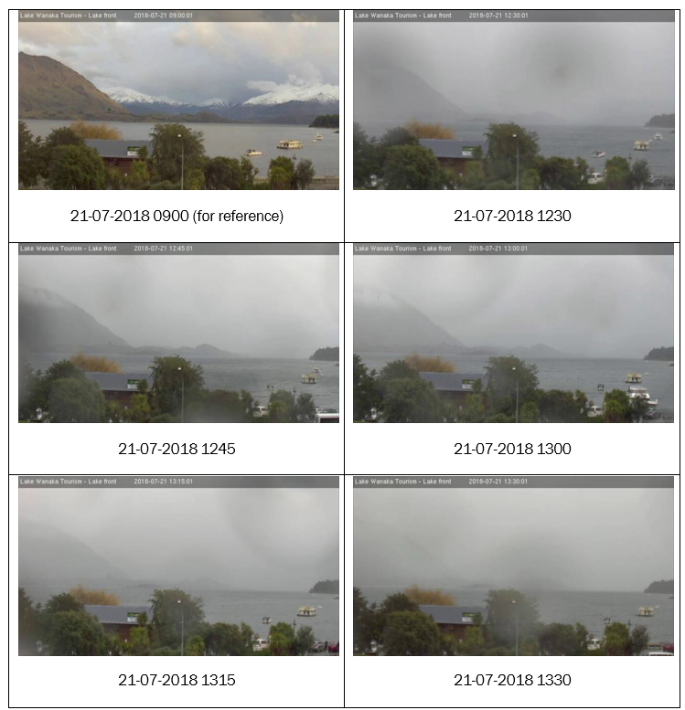 Still images from CCTV at Wanaka township overlooking Lake Wanaka