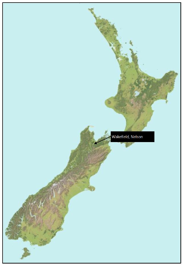 Map showing the location of accident