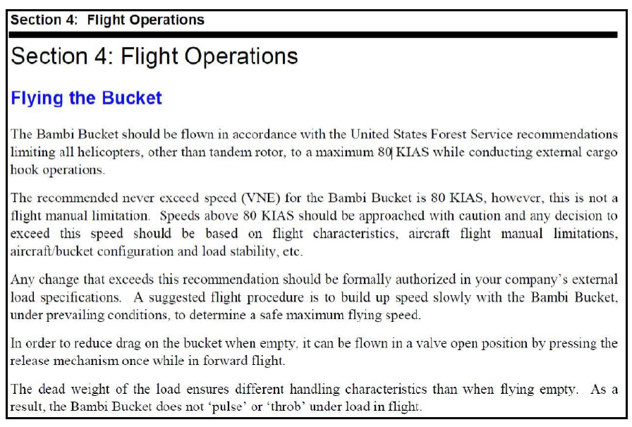 Extract from SEI Industries Bambi Bucket Operations Manual 2019A