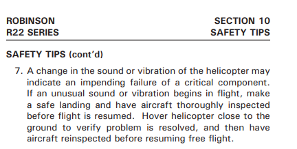 Robinson R22 Series safety tip 7