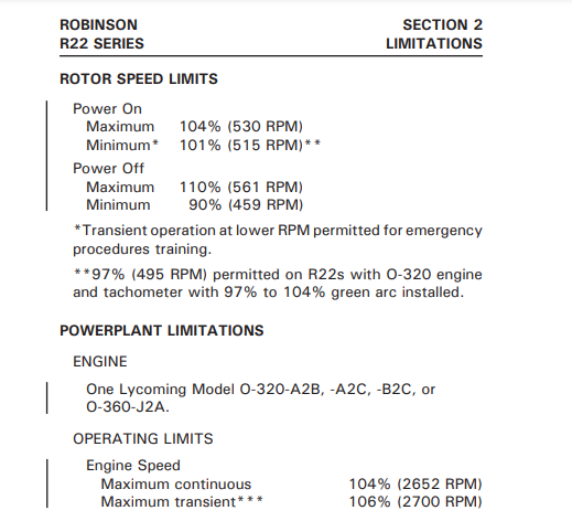 Rotor and engine speeds