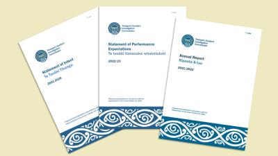 the cover pages of three TAIC accountability documents