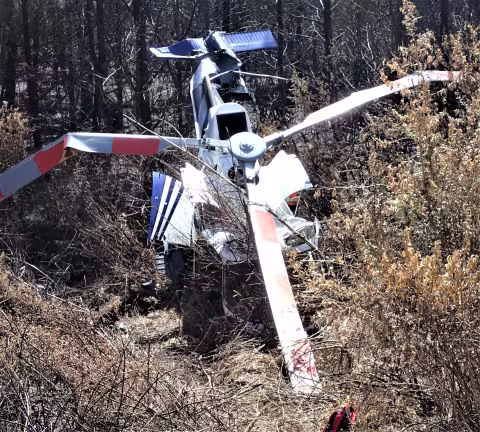 The helicopter at the site. TAIC photo